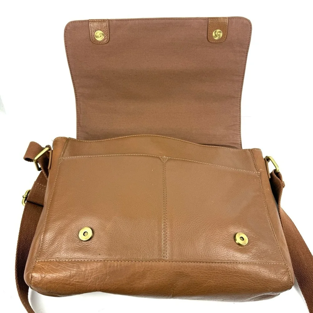 Rocha John Rocha Waxy Despatch Messenger Bag Brown Leather Crossbody Unisex